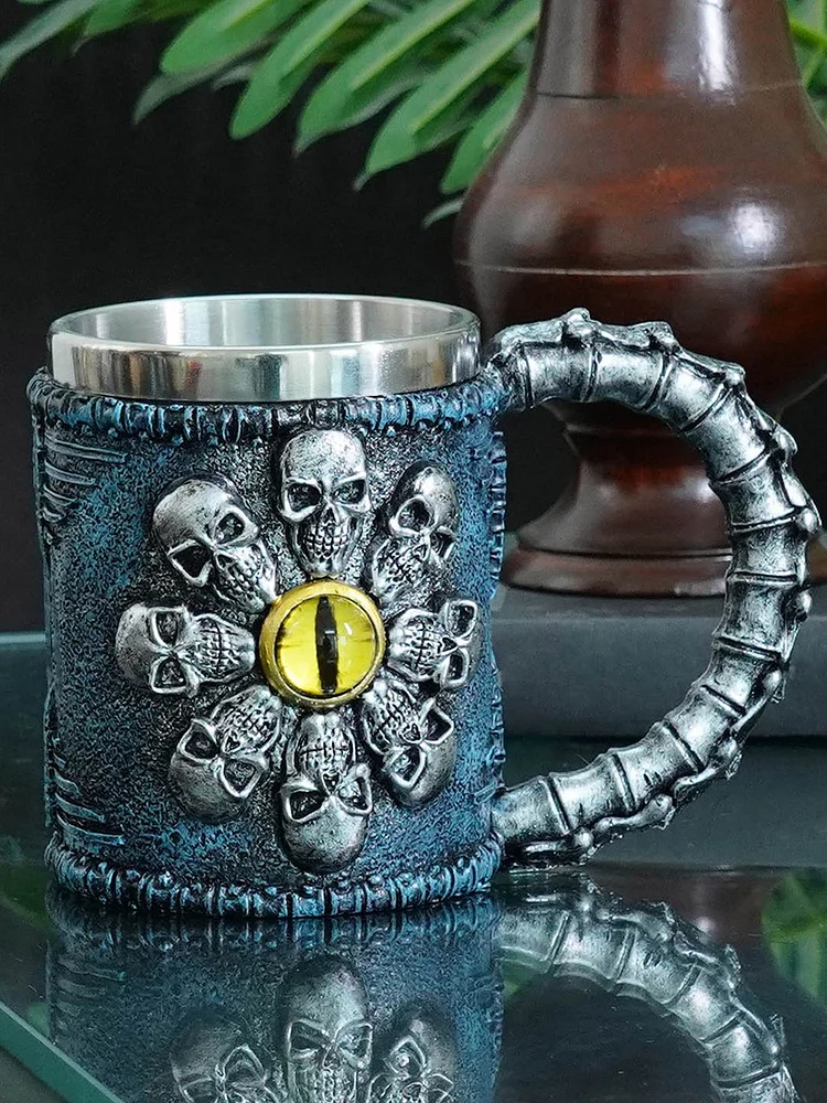 Navy Blue & Silver-Toned Steel Matte Mug