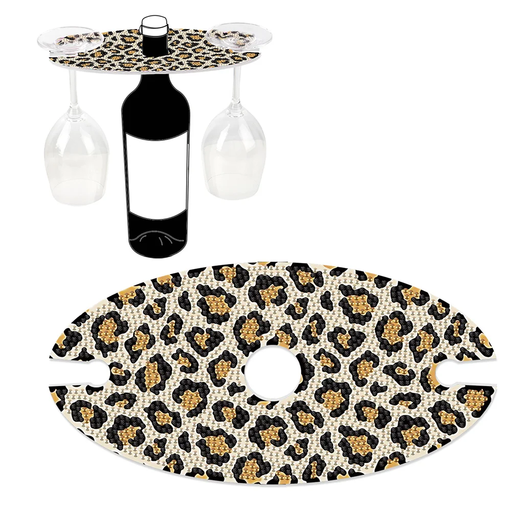 DIY Leopard Art Special Shape Acrylic Diamond Art Wine Glass Organizer for Bar