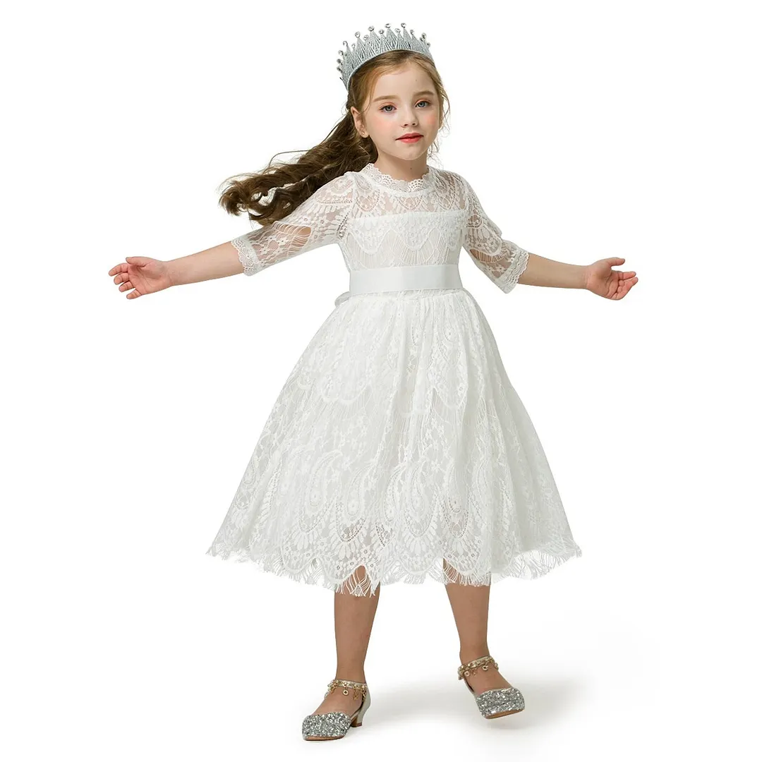 Winter Girls Dress 2021 Girls Clothes Princess Party Dress Backless Lace Tutu Layered Dress Elegant Ceremony Teenage Costume