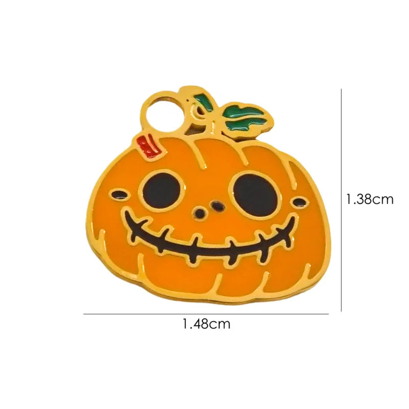 1 Piece 10*14.8mm 8.3*14.8mm 9.1*15.2mm 304 Stainless Steel 14K Gold Plated Pumpkin Skull Grimace Pendant Jewelry Accessories