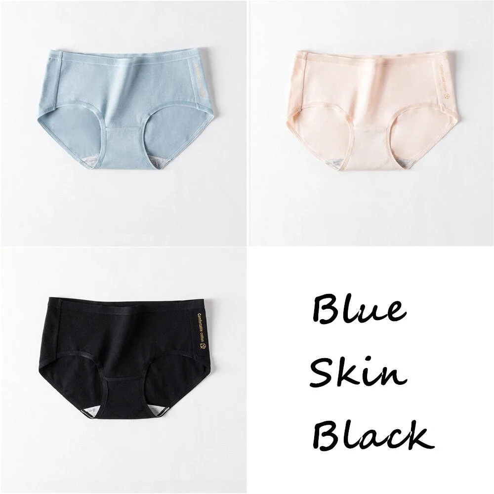 3Pcs Women Panties Lady Soft Cotton Underwear Girls Breathable Seamless Mid Waist Briefs Women Cute Sexy Lingerie Intimates New