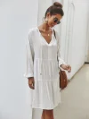 Long-sleeved Strappy Loose Dress White Dresses