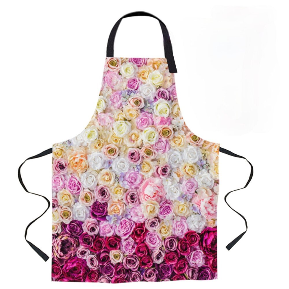 Linen Kitchen Apron - Flowers letclo 