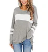 Women's Color Matching Long-sleeved Round Neck T-shirt