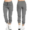 Ladies Workwear Casual Elastic Waist Lace Up Pants