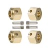 AMK 4Pcs TRX4 Brass Weight 12mm Hex Beadlock Wheel Hubs Heavy Duty Counterweight for 1/10 RC Crawler Cars Sport Defender TRX6 (8mm)