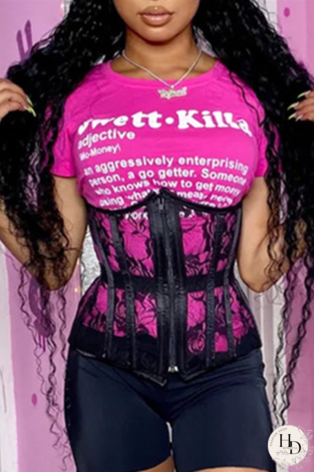 Black Fashion Casual Letter Print Basic Without Belt O Neck T-Shirts