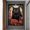 (Big Size)Black Cat And Rose - 11CT Stamped Cross Stitch - 40*60cm