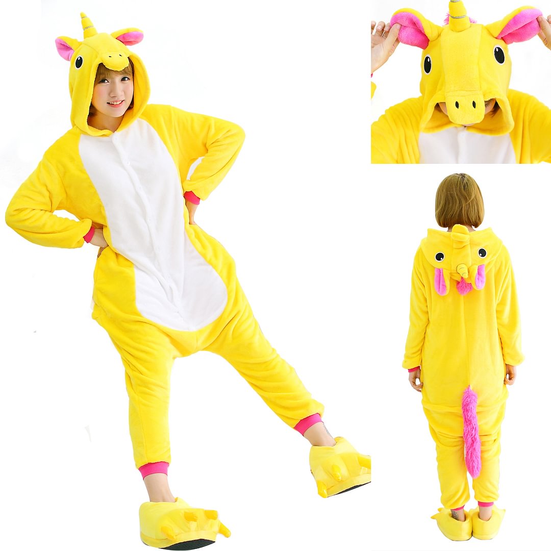 Adult Golden Unicorn Pegasus Kigurumi Pajamas Costume Onesie-Pajamasbuy