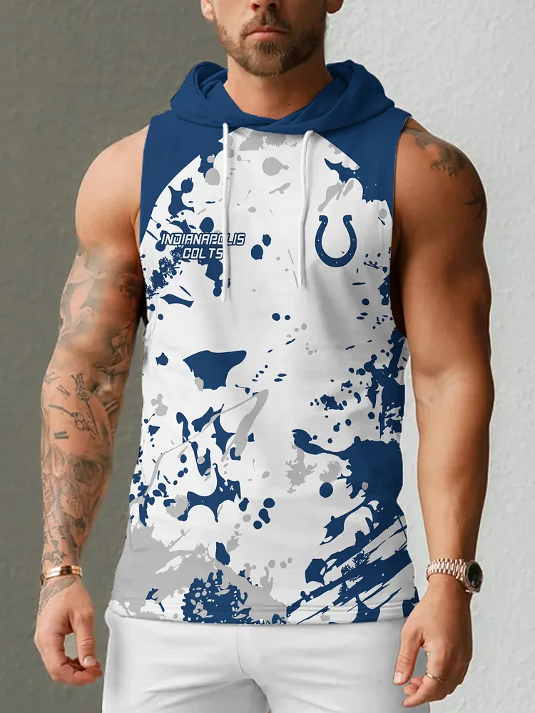 Indianapolis Colts Men's  Casual Comfy Sleeveless Hooded Tank Top