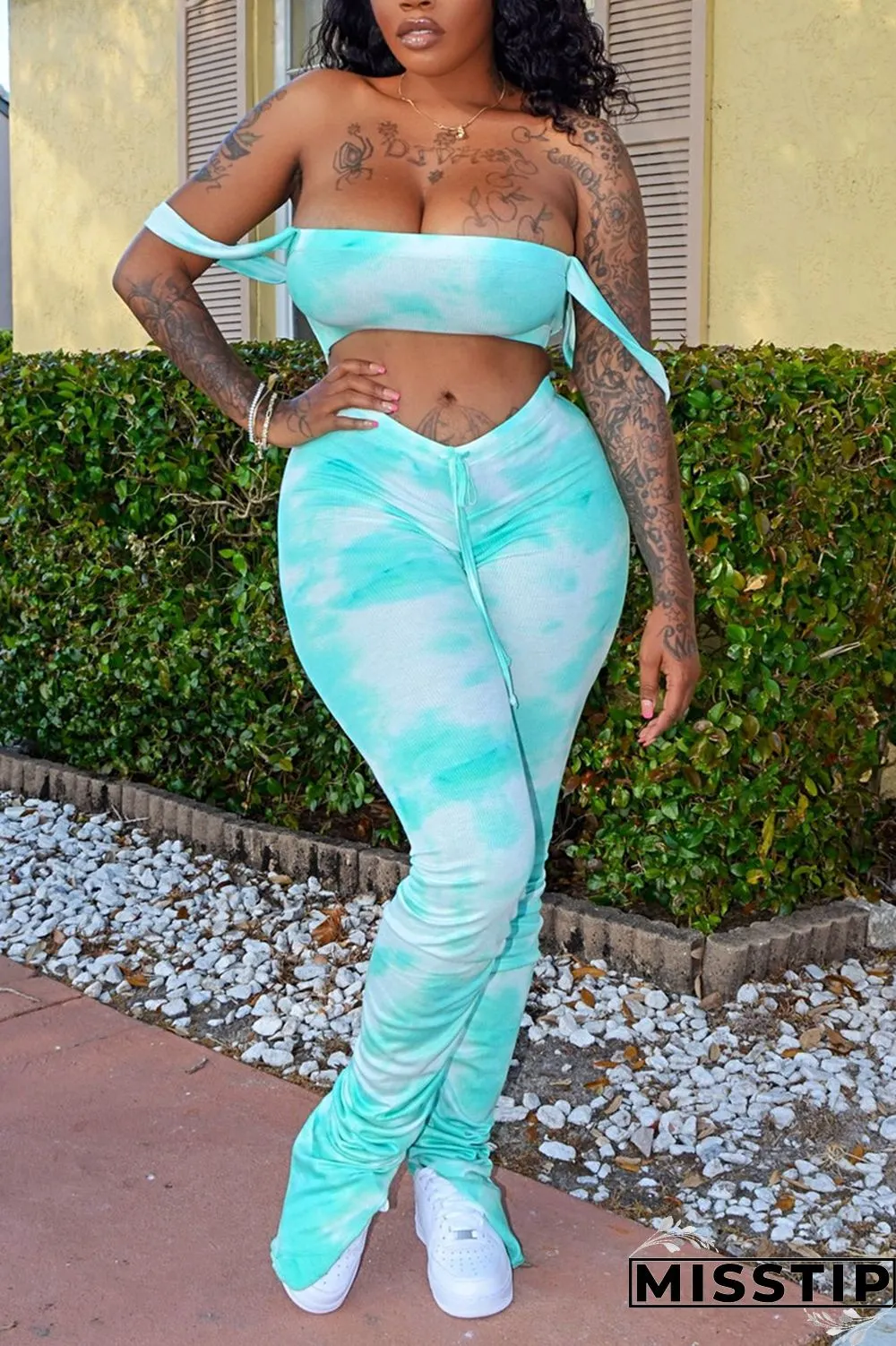 Multicolor Sexy Fashion Printed Trousers Two Piece Set