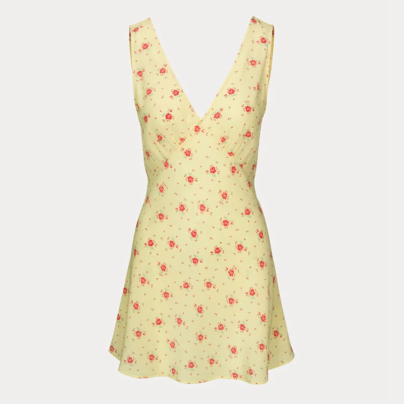 French Style Chic Elegant Floral Print Mini Dress