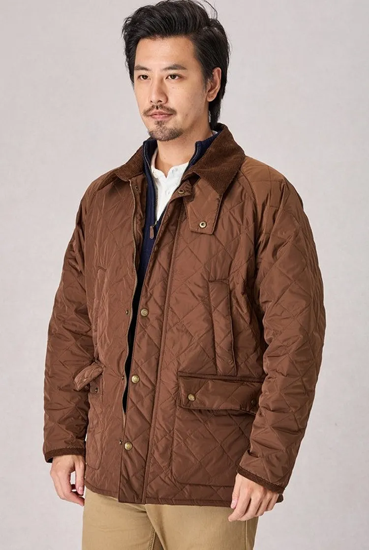 Quilted Jacket for Men Waterproof with Classic Lapel