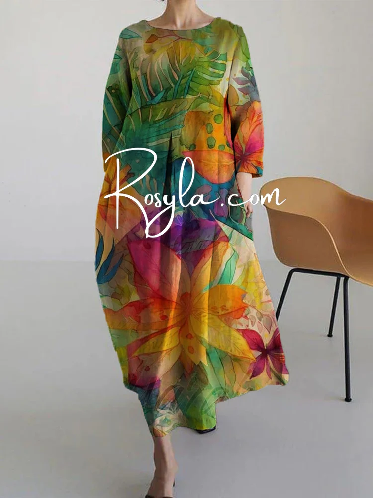 Women's Casual Rainforest Printing Dress