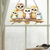 Diamond Painting Acrylic Owl Family Hanging Pendant Home Windows Decor