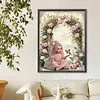 Fille de fleur-sp&eacute;cial forme diamant peinture-30 * 40cm