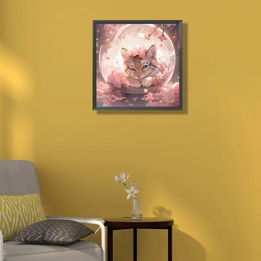 Diamond Painting - Full Square Drill - Pink Tiger(Canvas|45*45cm)