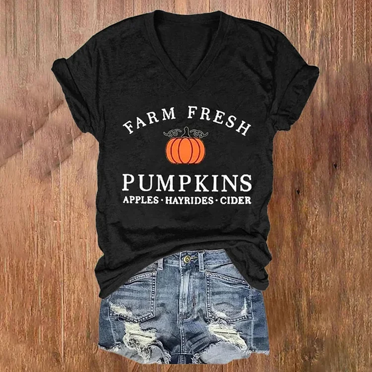 Halloween Pumpkin Casual Print Short Sleeve T-Shirt