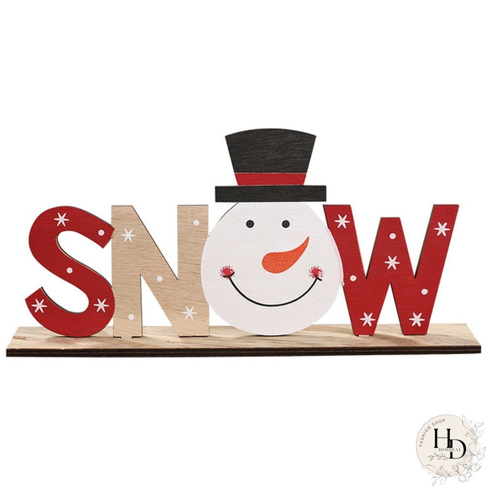 Wooden Freestanding Letters Sign Santa Claus Snowman Snowflakes Christmas Party Home Decorations Desk Xmas Table Gift