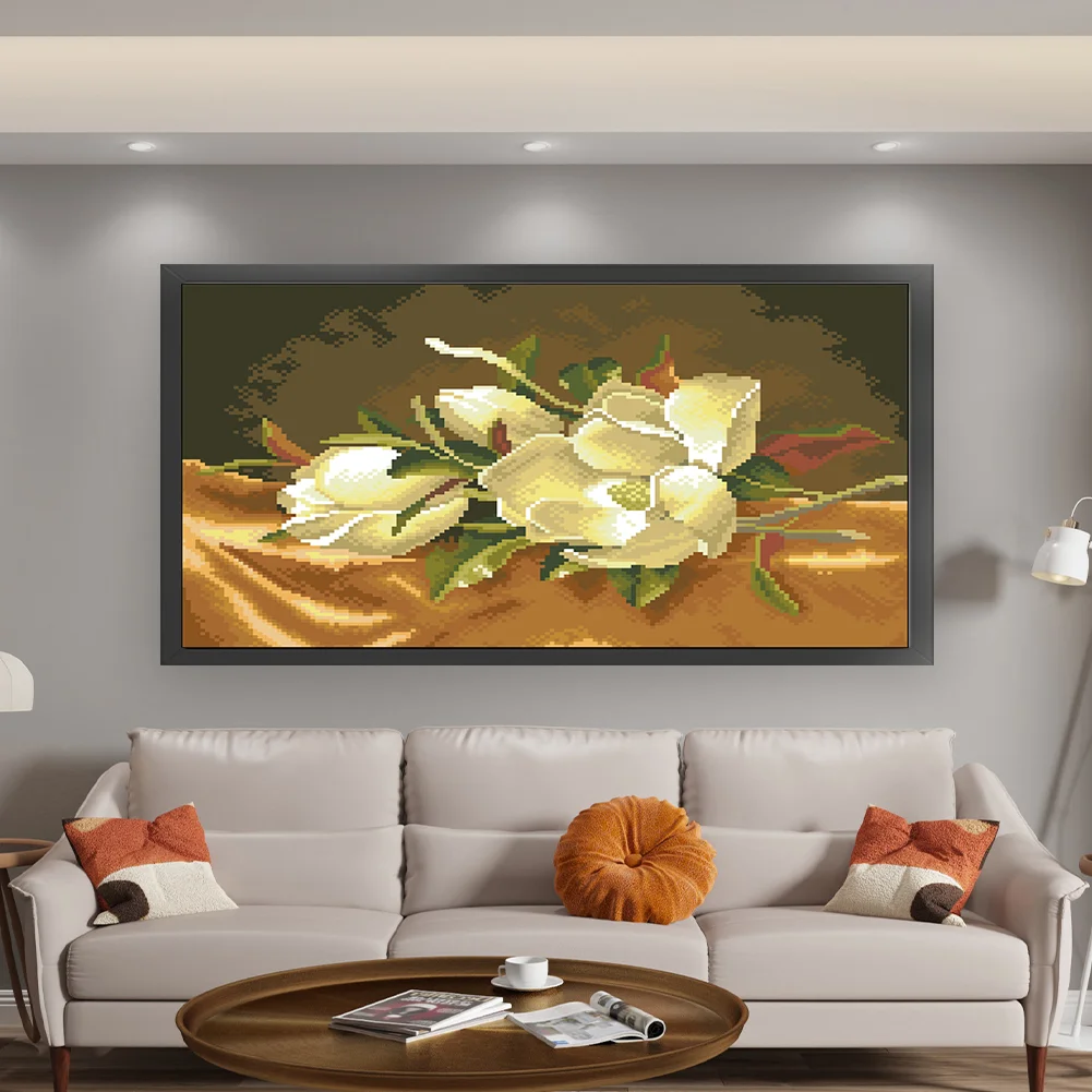 9CT Full Stamped Cross Stitch Bead Embroidery- Lily(Canvas|43*22CM)