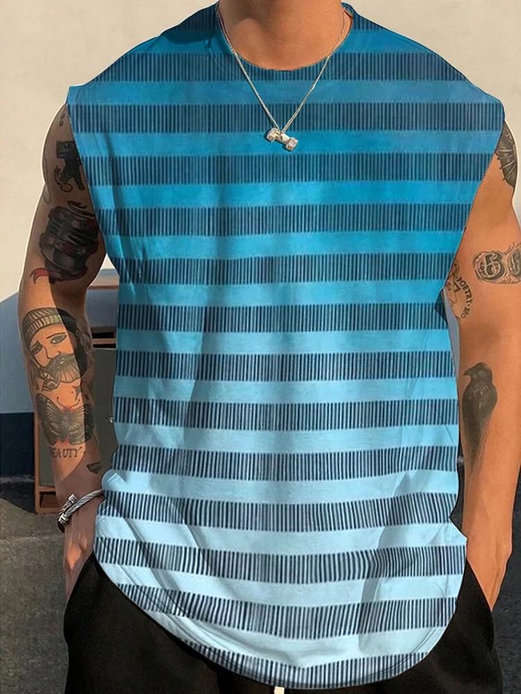 Men's Abstract Geometric Stripes Printed Tank Top