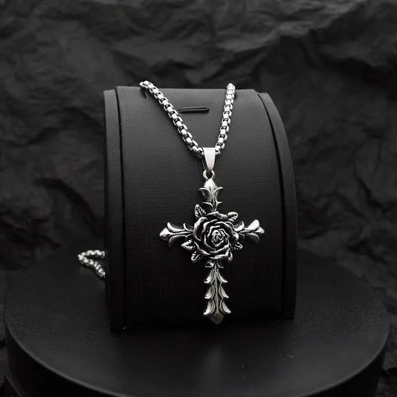 Rose Cross Gothic Men's Necklace