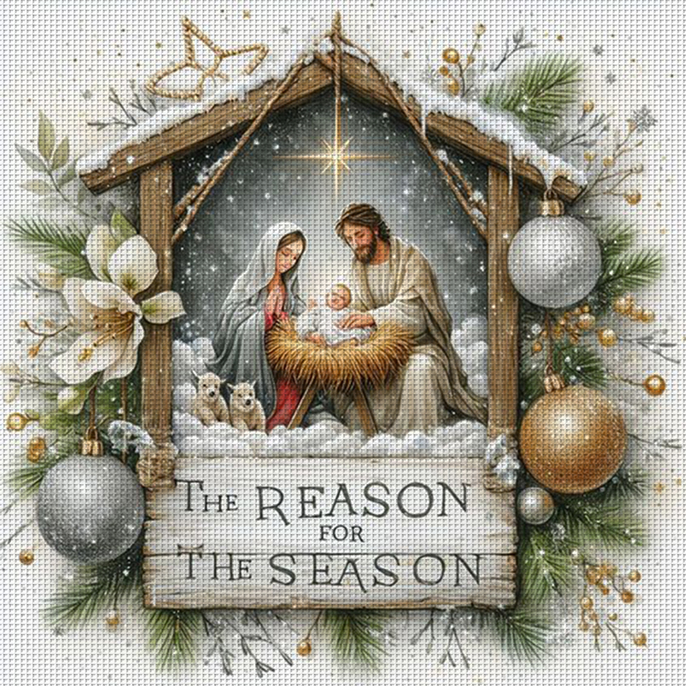 Cross Stitch 14CT Counted Nativity(40*40cm)-Guru-buzz