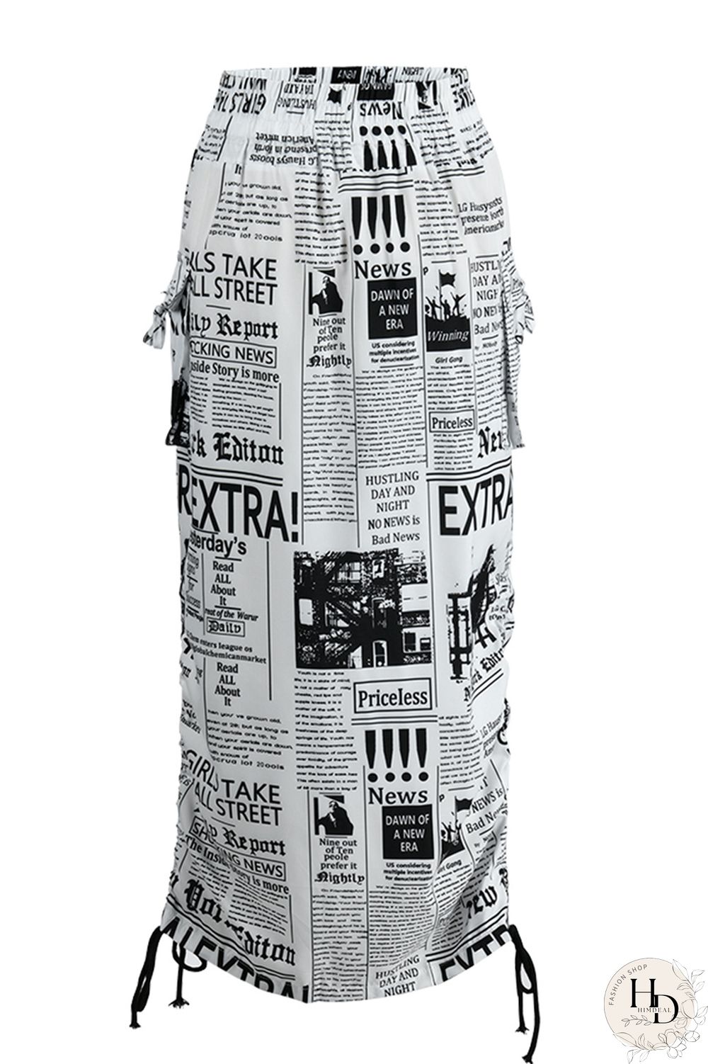 Black White Fashion Casual Print Basic Regular High Waist Conventional Full Print Bottoms