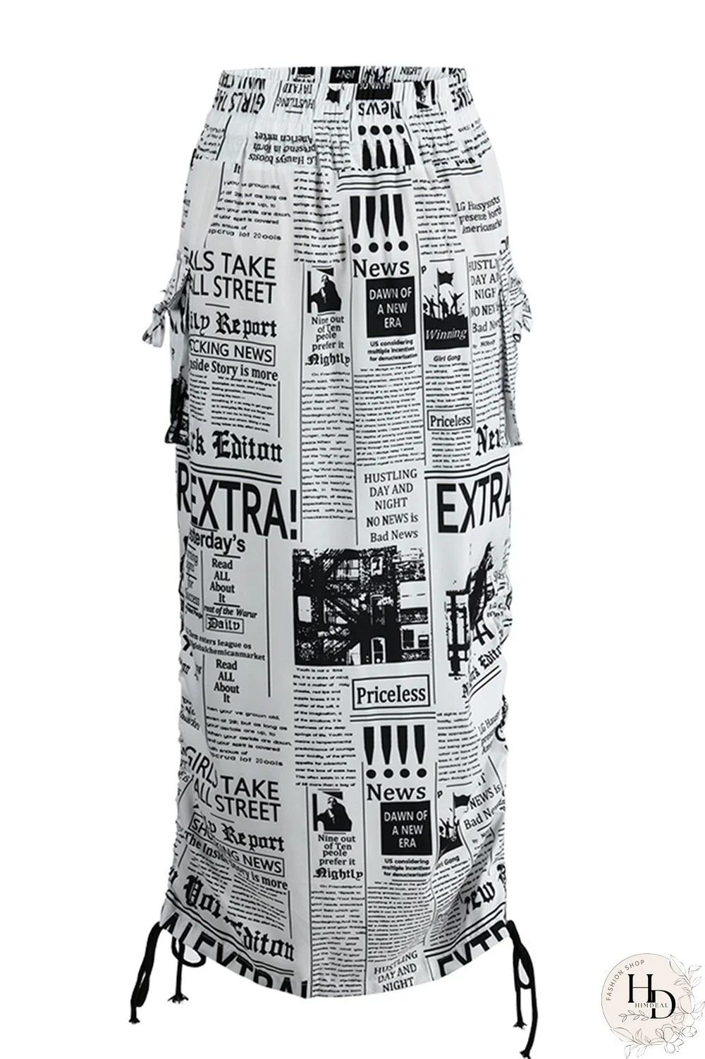 Black White Fashion Casual Print Basic Regular High Waist Conventional Full Print Bottoms