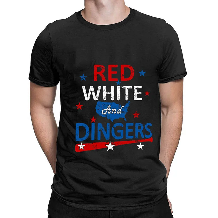 Red white and dingers baseball mens T-Shirt Tee-014372-Annaletters