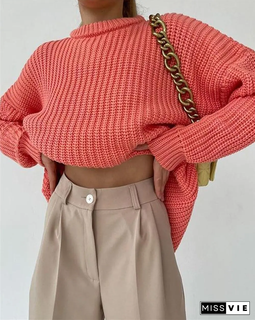 Loose Long-sleeved Round Neck Sweater