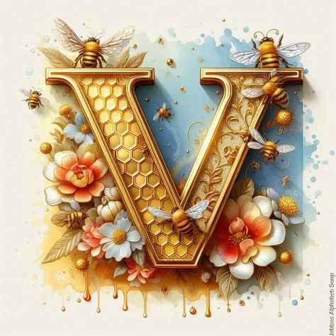 Diamond Painting - Full Round Drill - Bee Alphabet(Canvas|30*30cm)