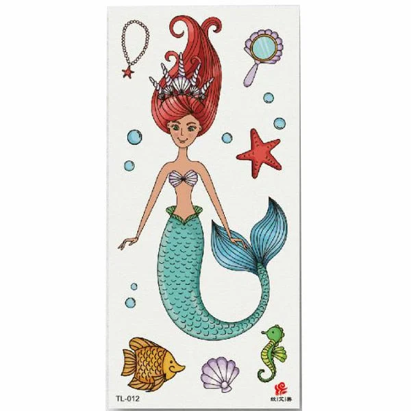 1pcs Flower Animal Body Art Temporary Waterproof Tattoo Sticker Wolf Mermaid Designs
