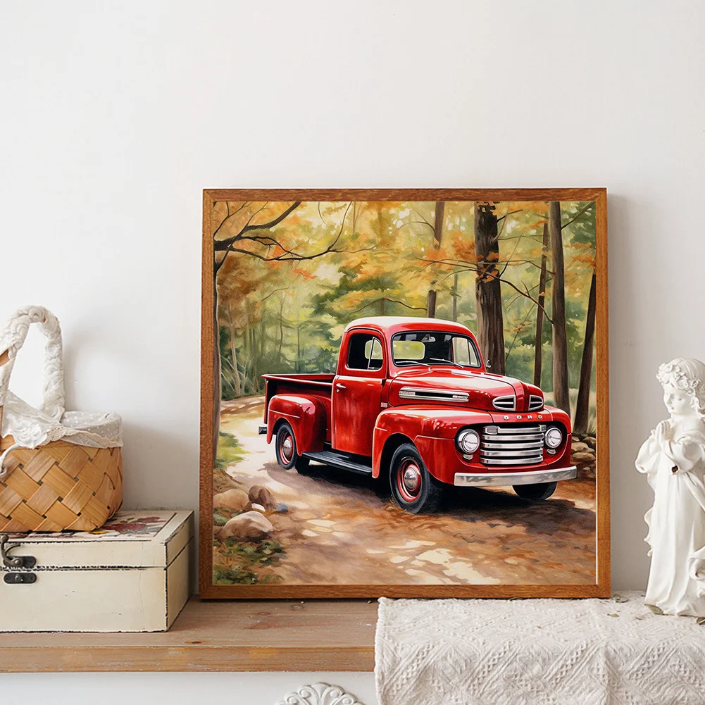 Diamond Painting - Full Round Drill - Forest Red Car(Canvas|30*30cm)