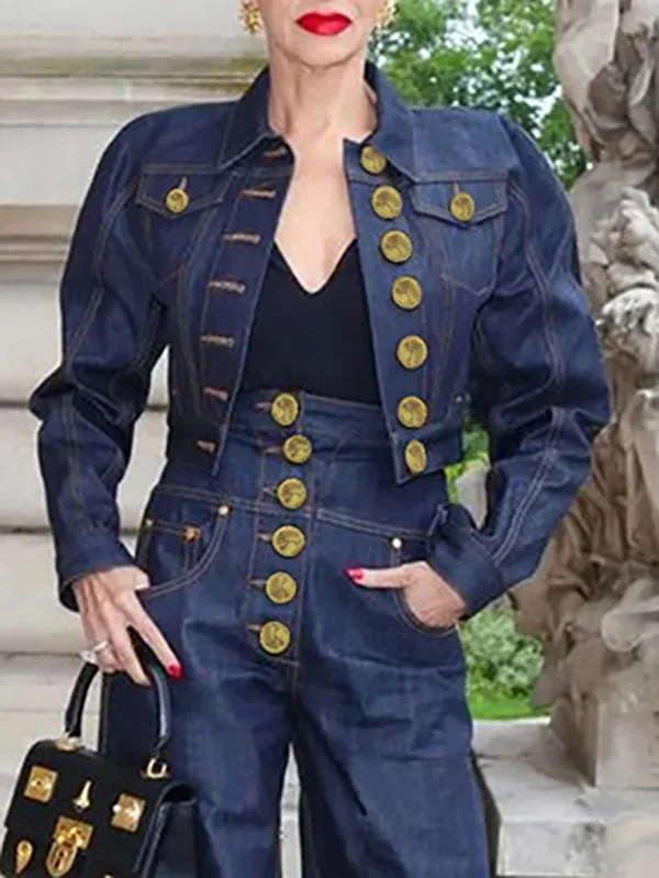 Long Sleeves Loose Buttoned Pockets Split-Joint Lapel Jackets Outerwear