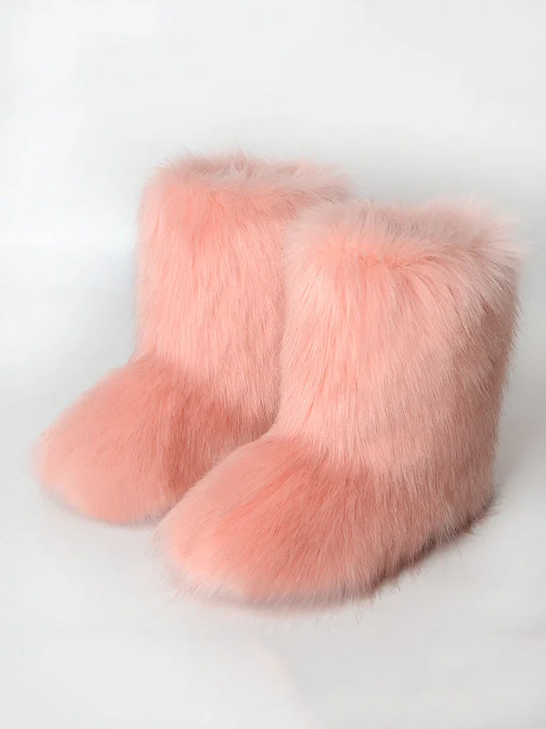 Keep Warm Round-Toe Solid Color Boots