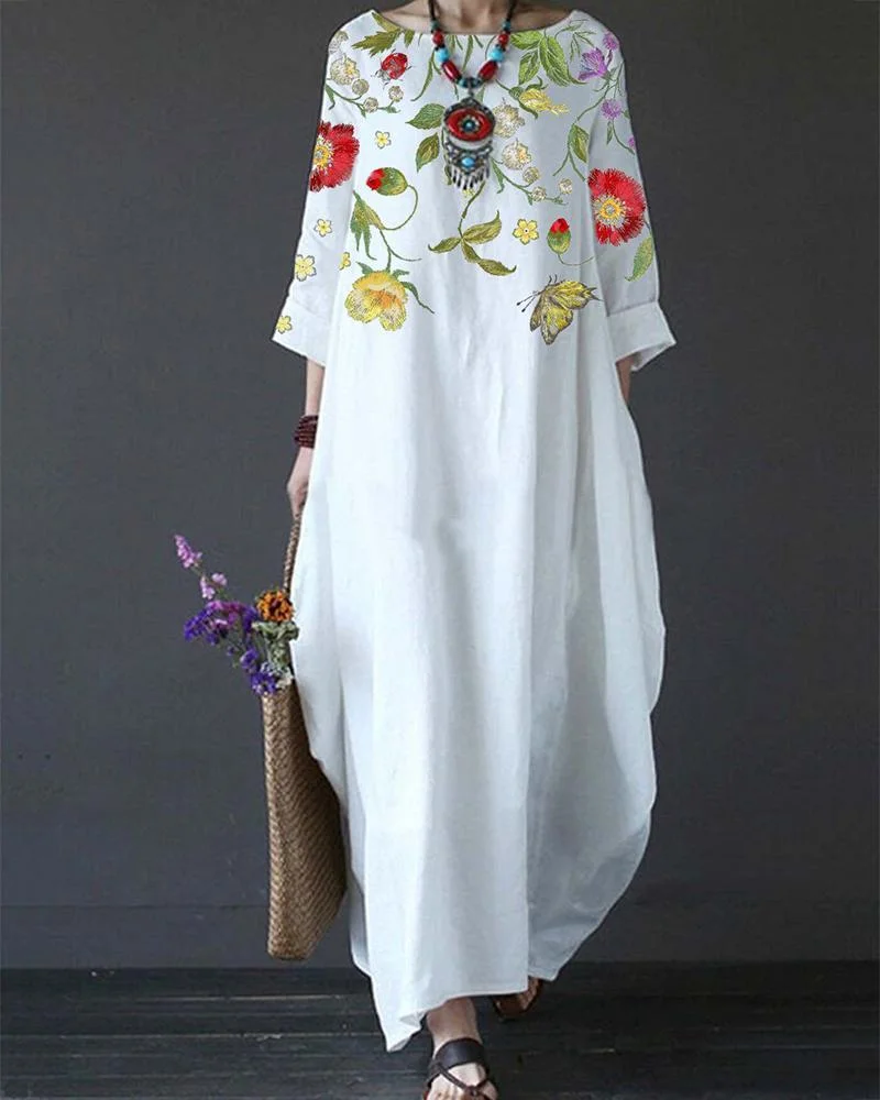 New Floral Long Loose Dress