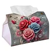 Diamond Painting PU Multicolored Roses Tissue Box Tissue Holder