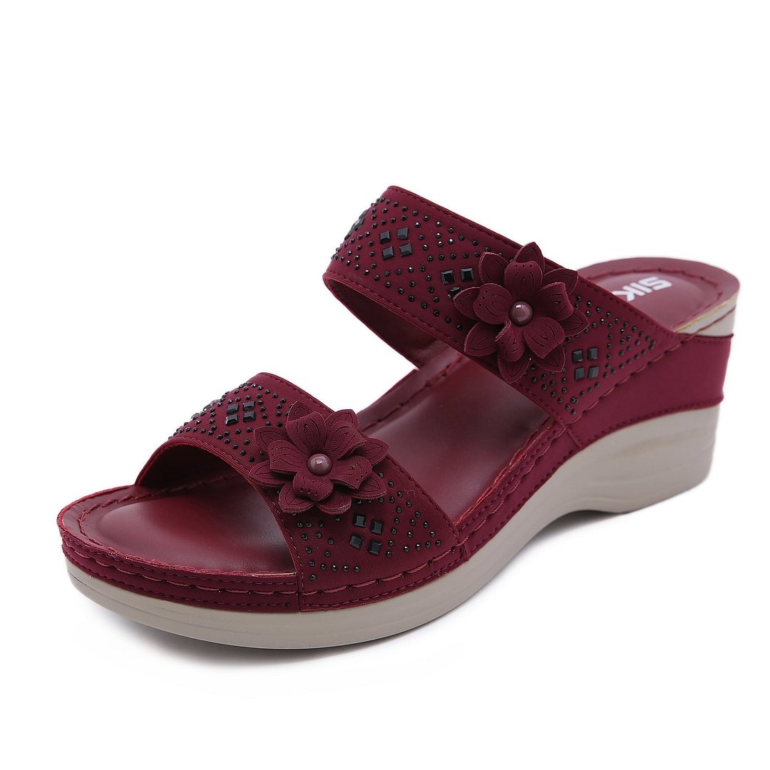 Flower Rhinestone Vintage Comfort Slippers