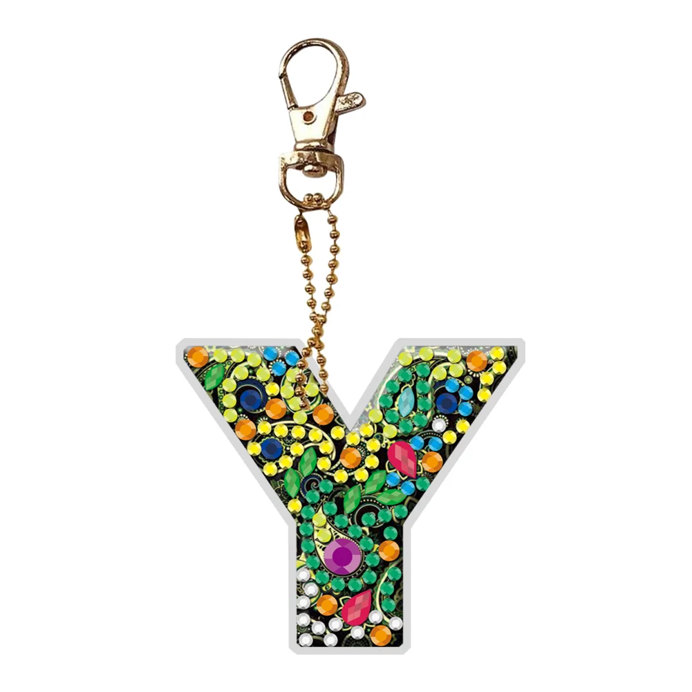 DIY Handmade Gem Keychains Letters Lady Bag Pendant