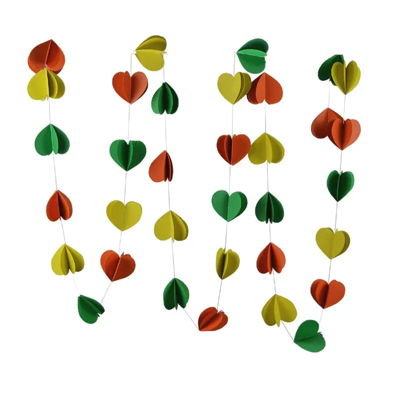 3m Colorful 3D Round Heart Paper Garlands Christmas Wedding Party Banner Hanging Paper Garland Room Decoration