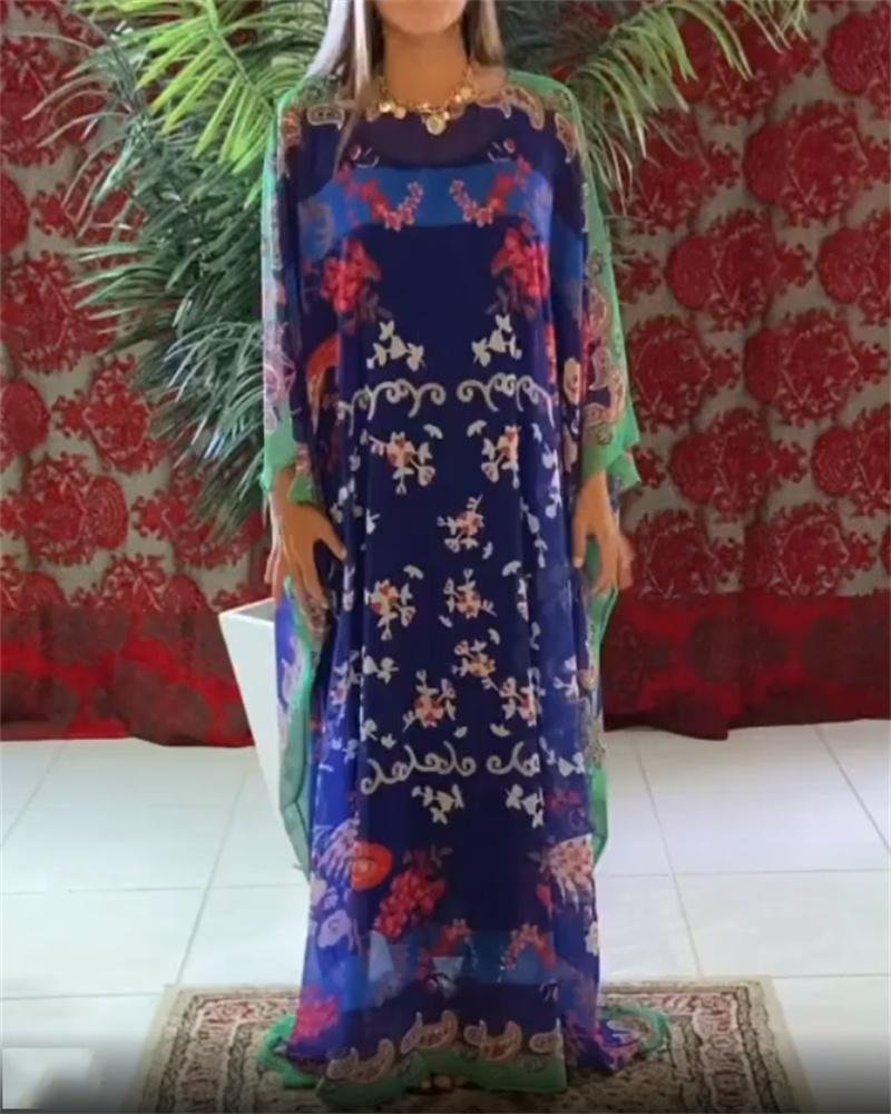 Kaftan Print Loose Maxi Dress