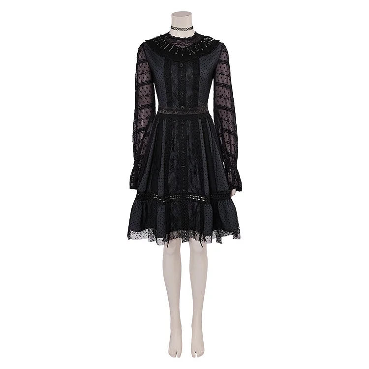 Beetlejuice 2 (2024) Lydia Deetz Musical Black Dress Outfits Cosplay Costume Halloween Carnival Suit