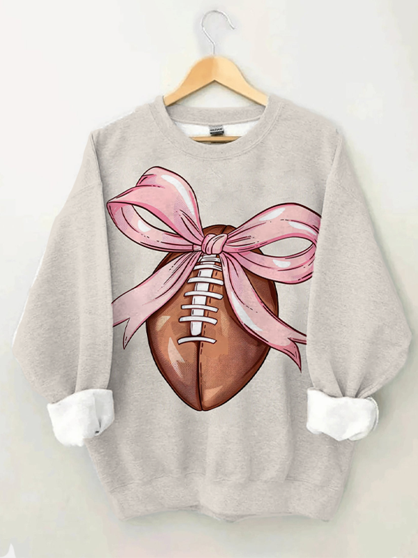 Women's Football Pink Bow Art Print Casual Sweatshirt