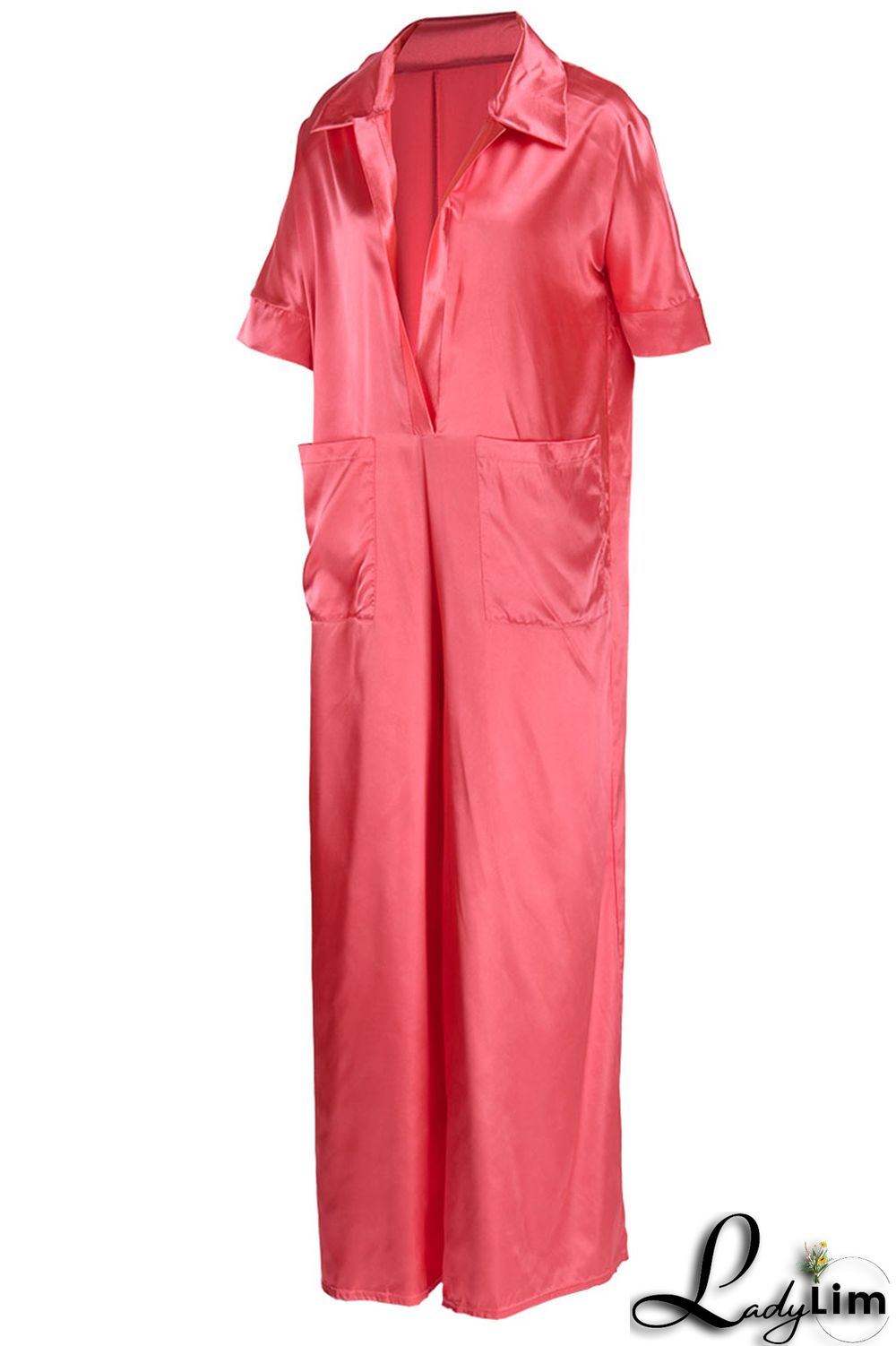 Black Casual Solid Patchwork Turndown Collar Loose Jumpsuits