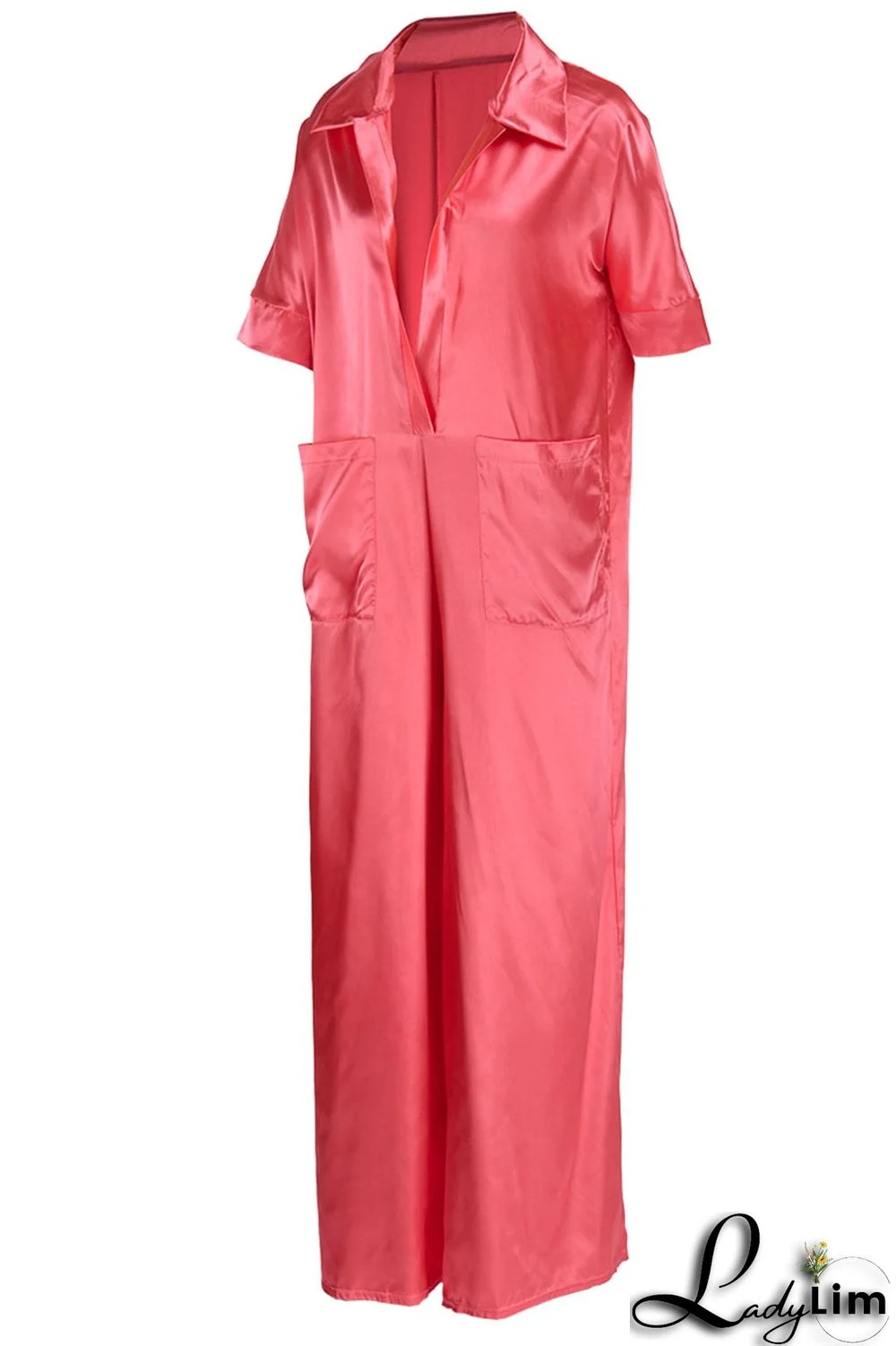 Black Casual Solid Patchwork Turndown Collar Loose Jumpsuits