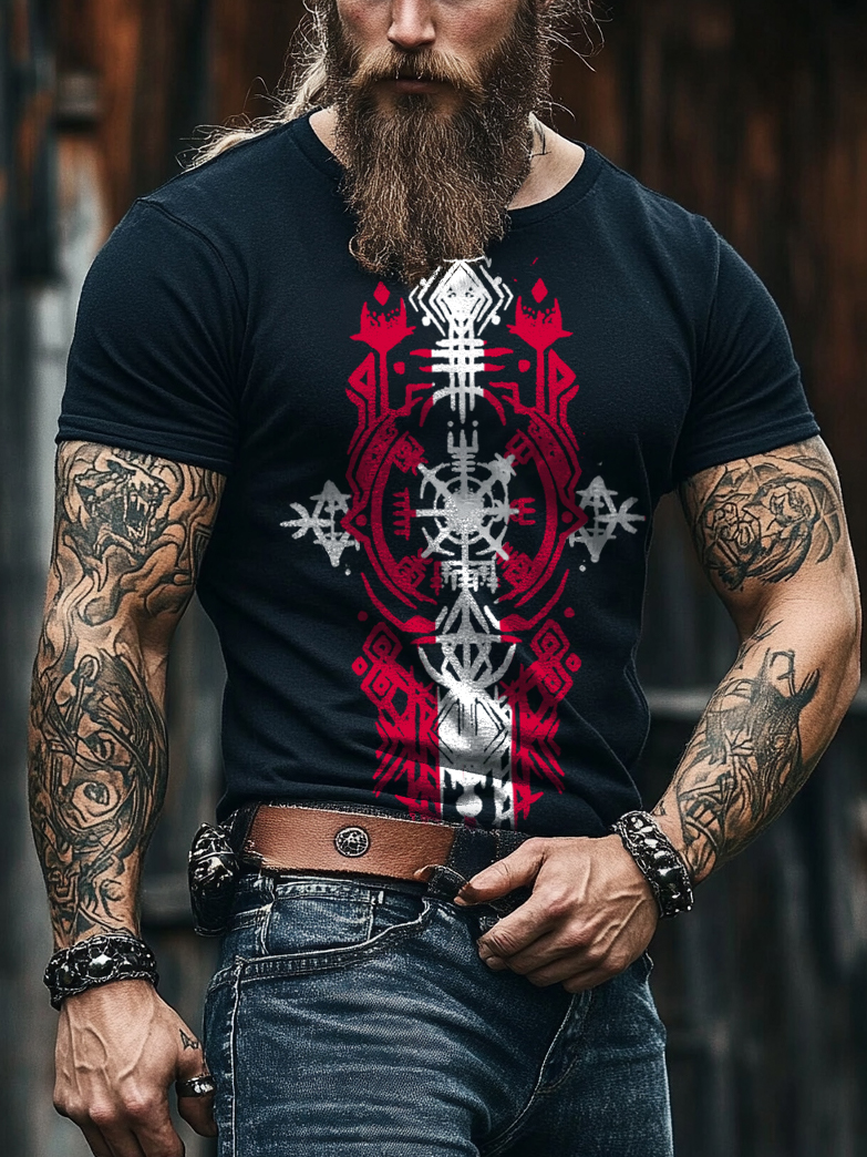 Viking Otto Tavello Disc Rune Tattoo Design Printed Short Sleeve / Rvogue / Rvogue