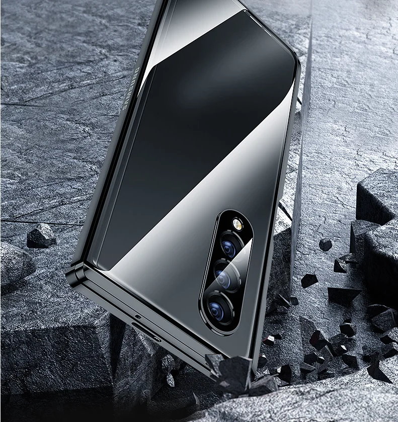 2022 New Double Sided Tempered Transparent Glass Fold4 Phone Case