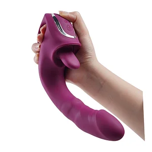 Lia Handheld Heating Thrusting Dildo Vibrator With Clit-licking Stimulator