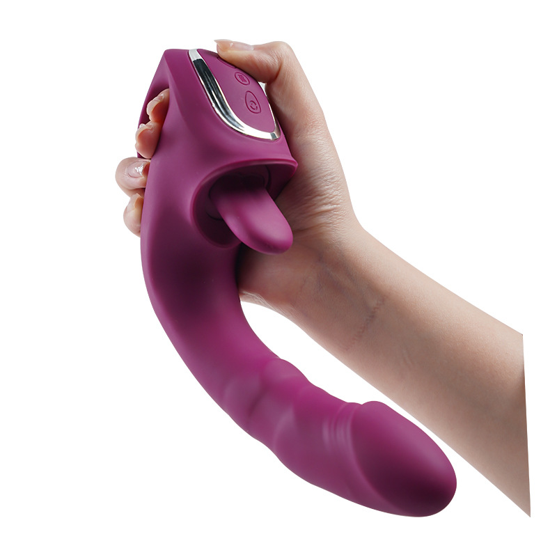 Lia Handheld Heating Thrusting Dildo Vibrator With Clit-licking Stimulator